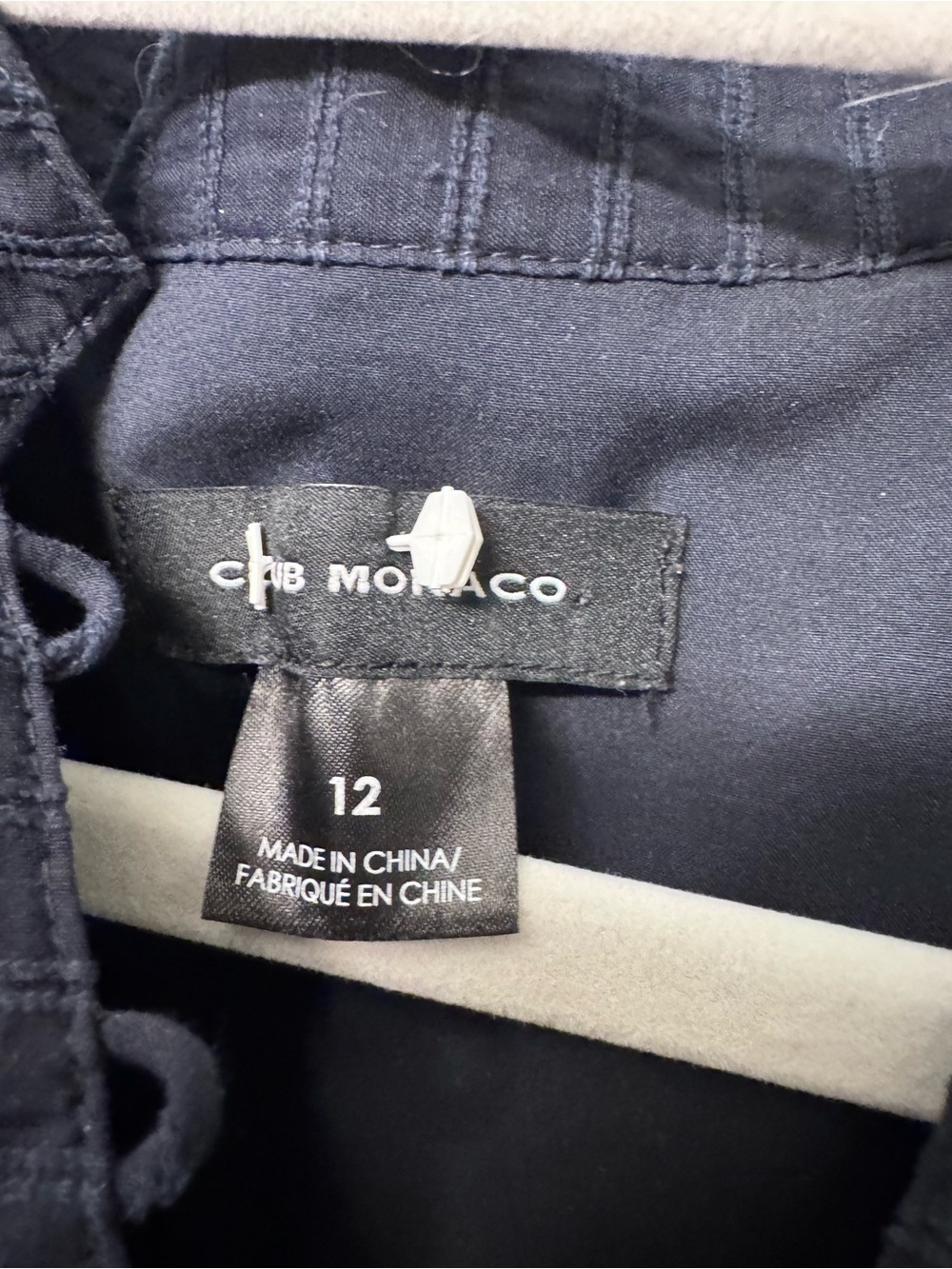 Club Monaco Balloon Sleeve Navy Textured Mini Dress - Picture 4 of 8